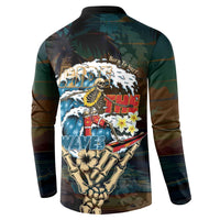 Aloha Hawaii Surfing Skull Button Sweatshirt Shaka Skeleton Ride The Waves LT14 - Polynesian Pride