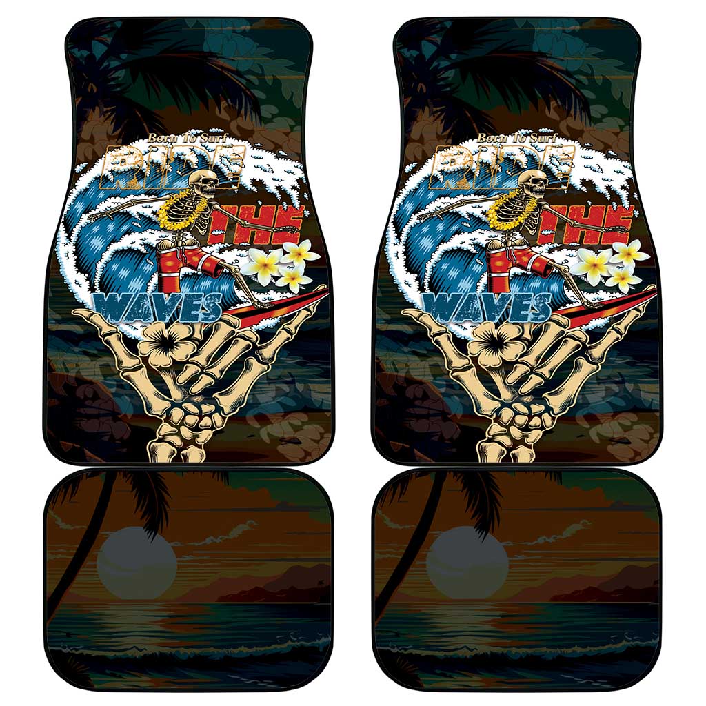 Aloha Hawaii Surfing Skull Car Mats Shaka Skeleton Ride The Waves - Polynesian Pride