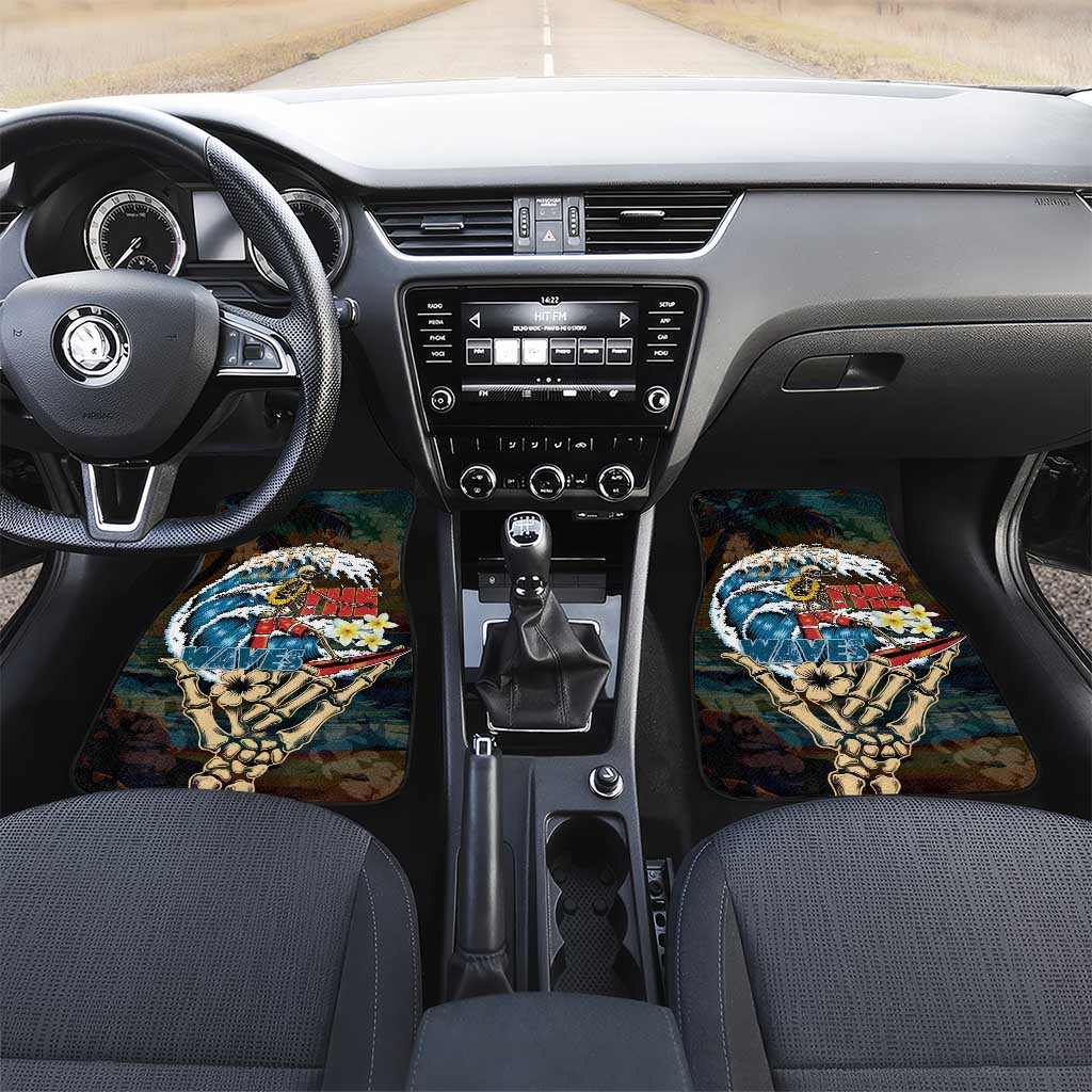 Aloha Hawaii Surfing Skull Car Mats Shaka Skeleton Ride The Waves - Polynesian Pride