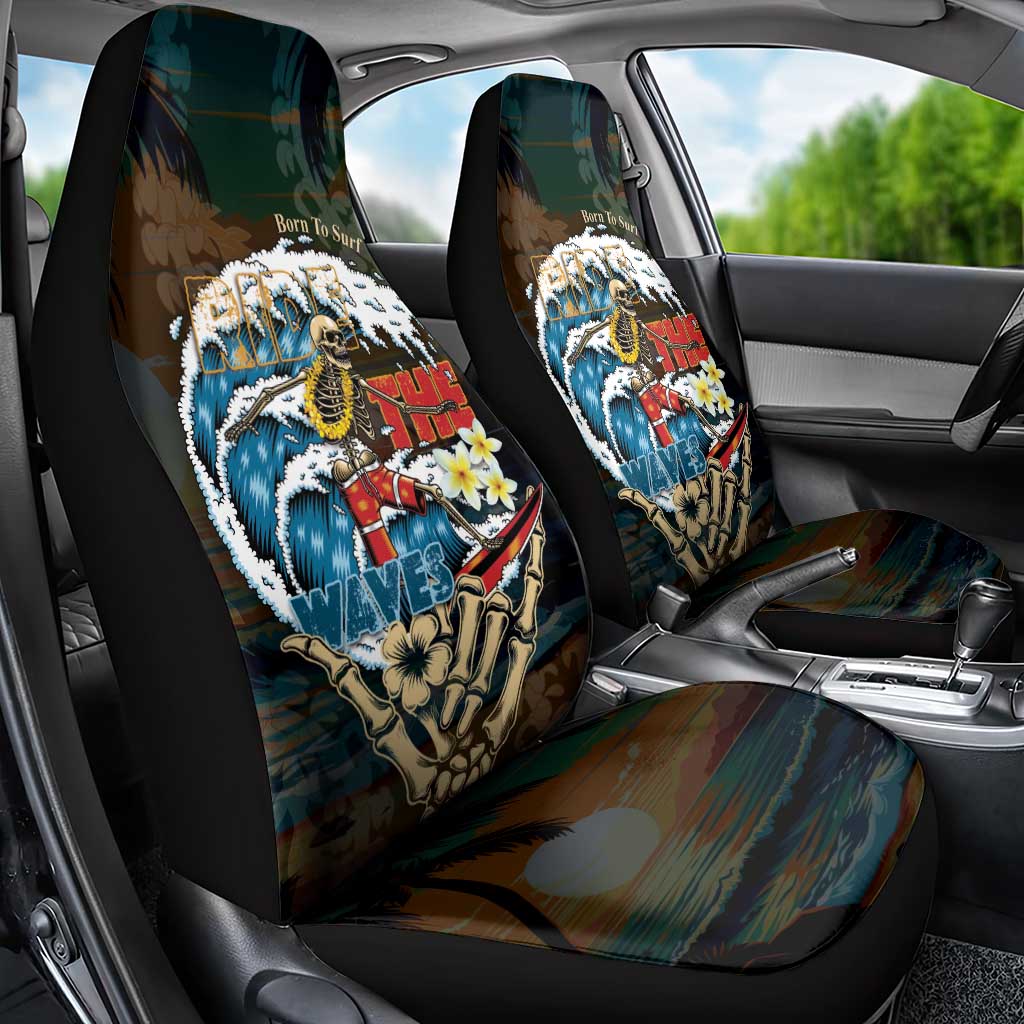 Aloha Hawaii Surfing Skull Car Seat Cover Shaka Skeleton Ride The Waves - Polynesian Pride