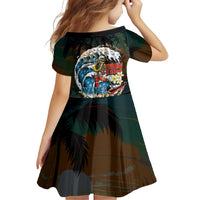 Aloha Hawaii Surfing Skull Family Matching Off Shoulder Short Dress and Hawaiian Shirt Shaka Skeleton Ride The Waves - Polynesian Pride
