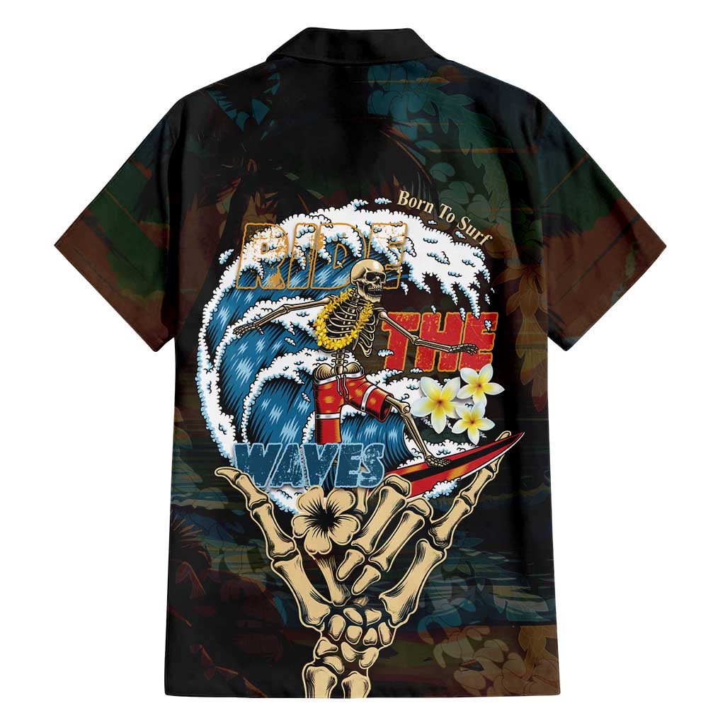 Aloha Hawaii Surfing Skull Family Matching Puletasi and Hawaiian Shirt Shaka Skeleton Ride The Waves LT14 - Polynesian Pride