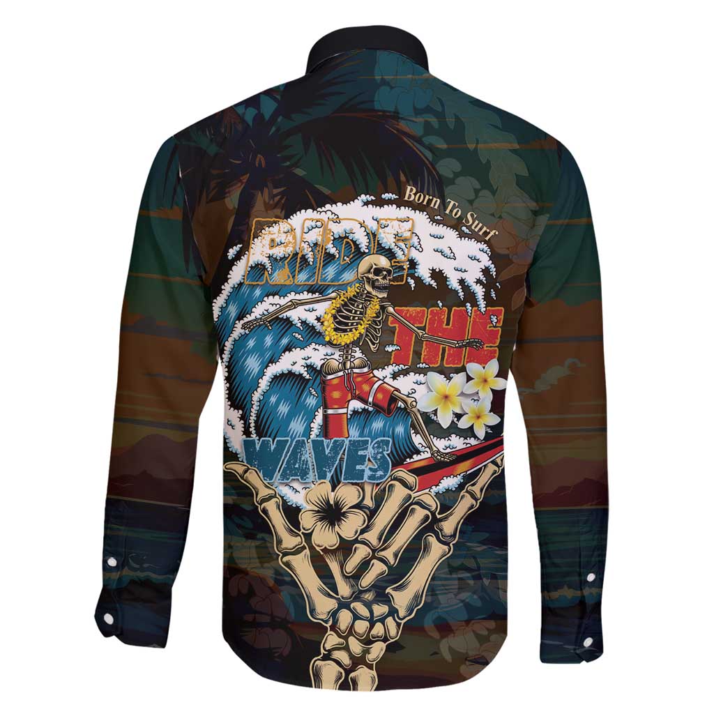 Aloha Hawaii Surfing Skull Family Matching Puletasi and Hawaiian Shirt Shaka Skeleton Ride The Waves LT14 - Polynesian Pride
