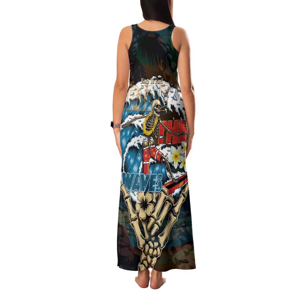 Aloha Hawaii Surfing Skull Family Matching Tank Maxi Dress and Hawaiian Shirt Shaka Skeleton Ride The Waves - Polynesian Pride