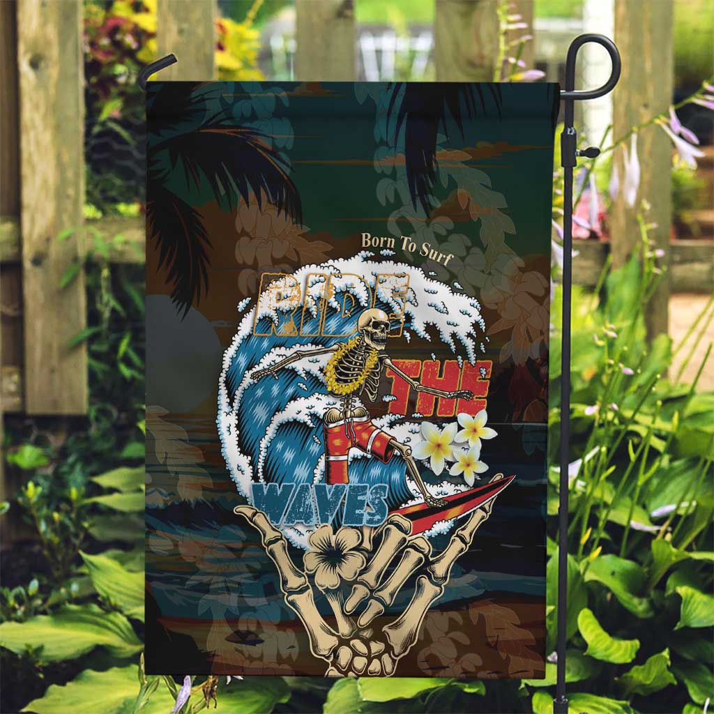 Aloha Hawaii Surfing Skull Garden Flag Shaka Skeleton Ride The Waves - Polynesian Pride