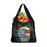 Aloha Hawaii Surfing Skull Grocery Bag Shaka Skeleton Ride The Waves LT14 1-pack One Size Black - Polynesian Pride