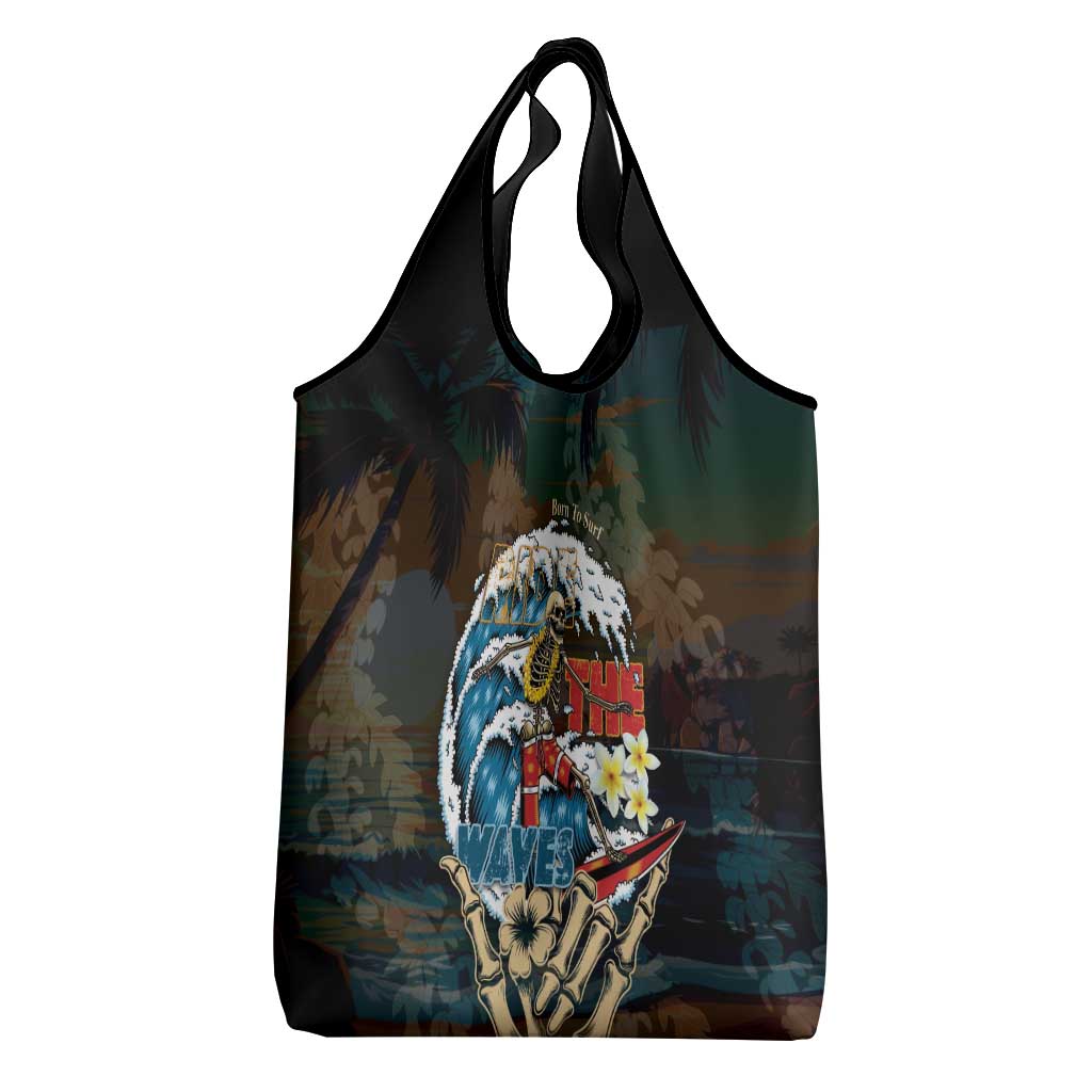 Aloha Hawaii Surfing Skull Grocery Bag Shaka Skeleton Ride The Waves LT14 - Polynesian Pride