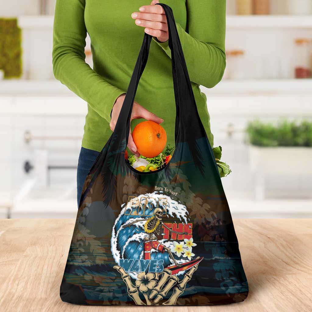 Aloha Hawaii Surfing Skull Grocery Bag Shaka Skeleton Ride The Waves LT14 - Polynesian Pride