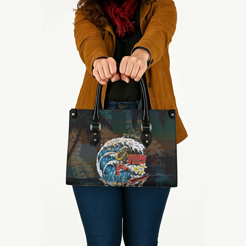 Aloha Hawaii Surfing Skull Leather Bag Shaka Skeleton Ride The Waves - Polynesian Pride