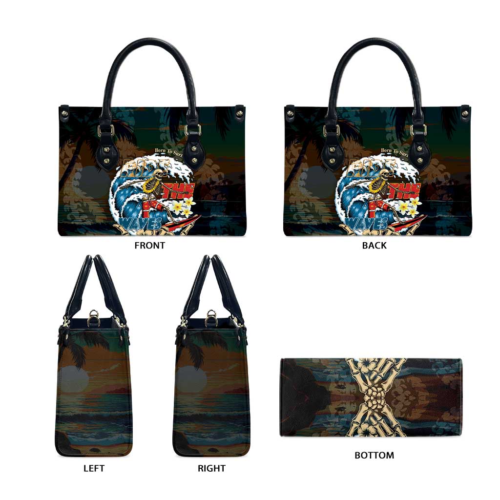 Aloha Hawaii Surfing Skull Leather Bag Shaka Skeleton Ride The Waves - Polynesian Pride