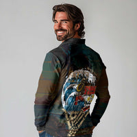 Aloha Hawaii Surfing Skull Long Sleeve Polo Shirt Shaka Skeleton Ride The Waves LT14 - Polynesian Pride