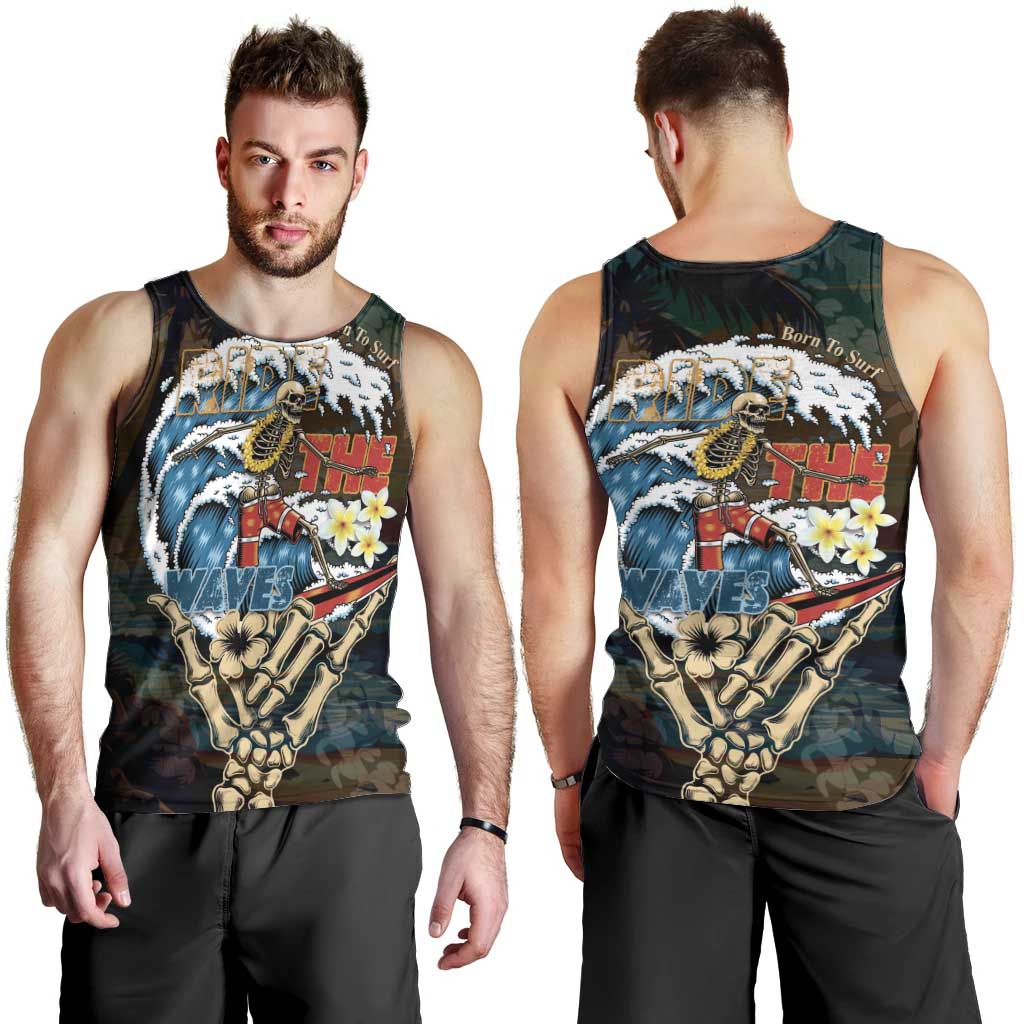 Aloha Hawaii Surfing Skull Men Tank Top Shaka Skeleton Ride The Waves LT14 - Polynesian Pride