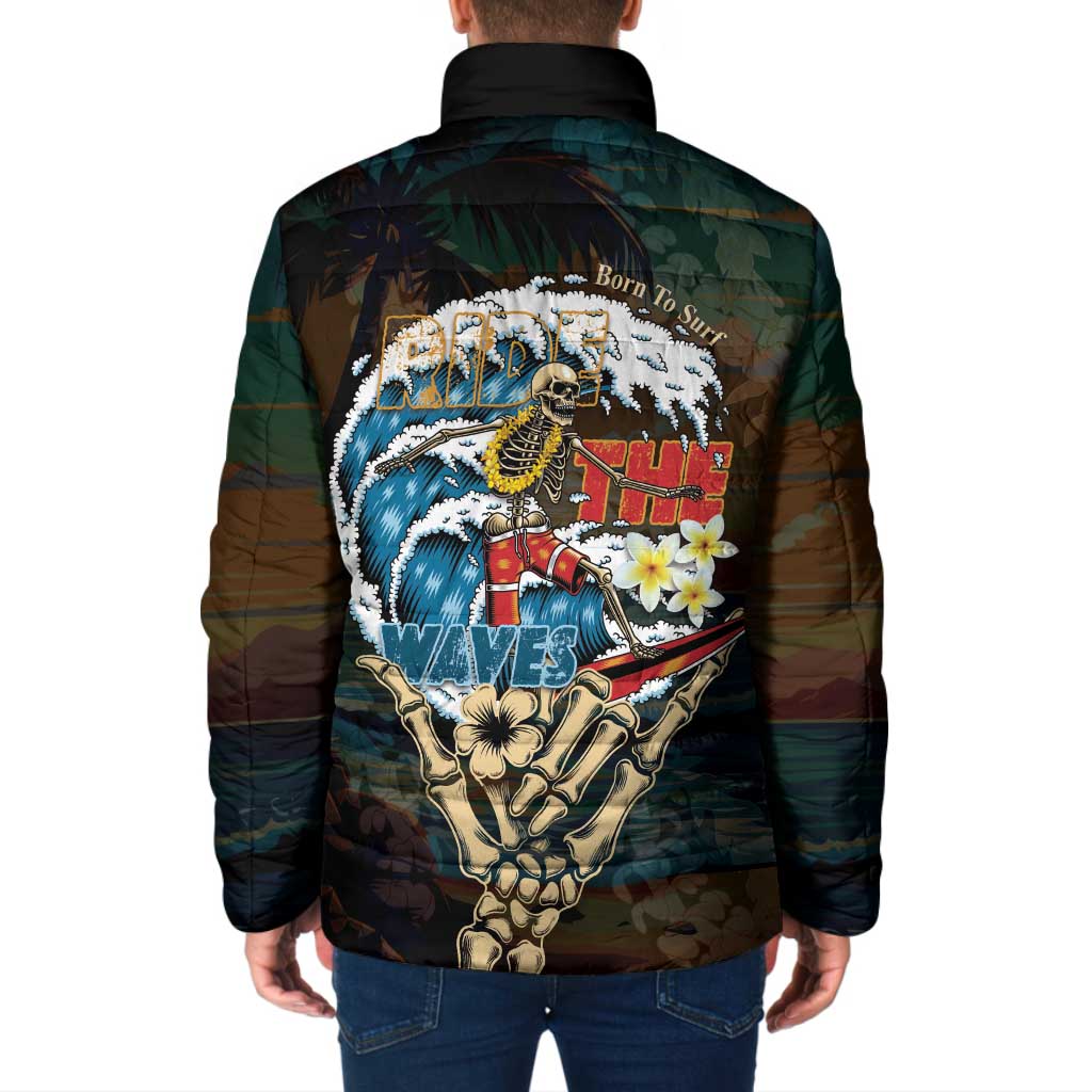 Aloha Hawaii Surfing Skull Padded Jacket Shaka Skeleton Ride The Waves LT14 - Polynesian Pride