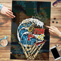 Aloha Hawaii Surfing Skull Puzzle Shaka Skeleton Ride The Waves LT14 Black - Polynesian Pride