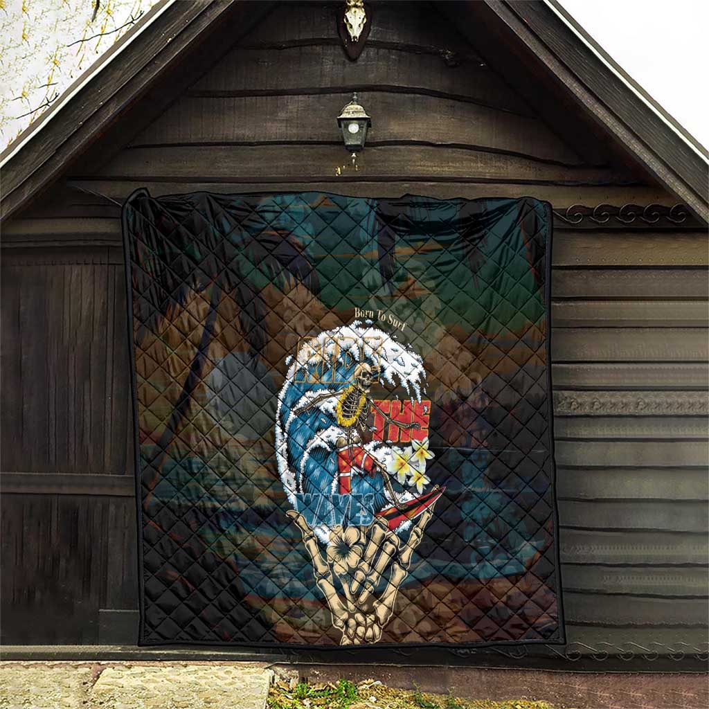 Aloha Hawaii Surfing Skull Quilt Shaka Skeleton Ride The Waves - Polynesian Pride