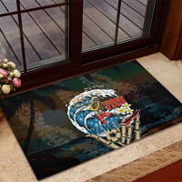 Aloha Hawaii Surfing Skull Rubber Doormat Shaka Skeleton Ride The Waves LT14 - Polynesian Pride