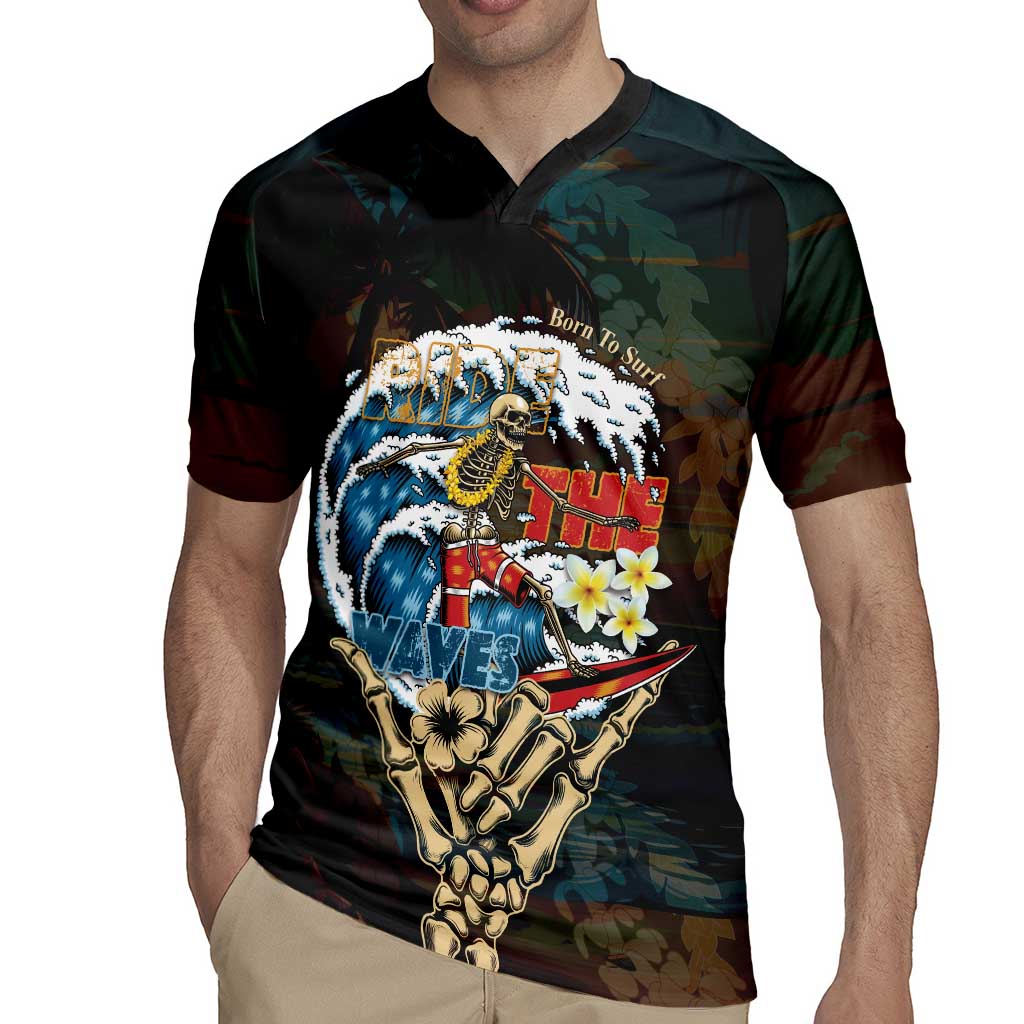 Aloha Hawaii Surfing Skull Rugby Jersey Shaka Skeleton Ride The Waves LT14 - Polynesian Pride