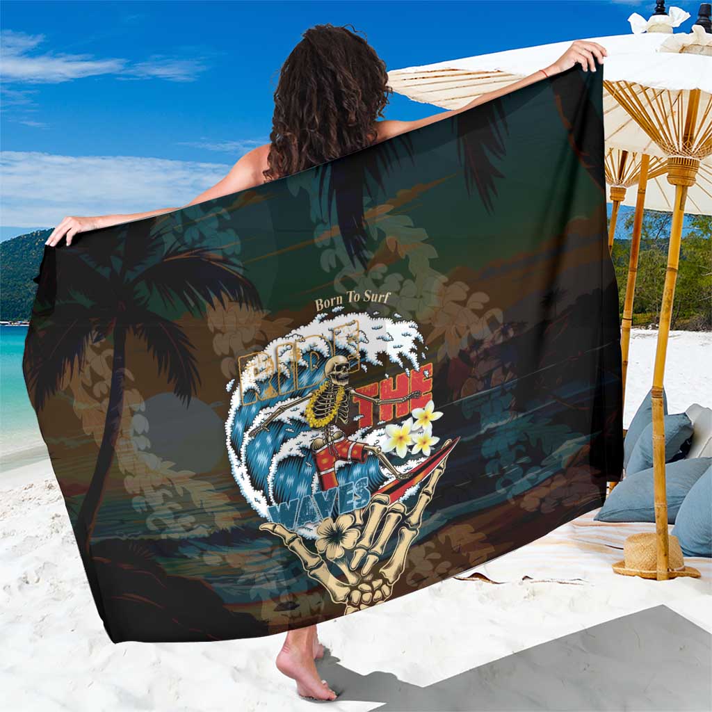 Aloha Hawaii Surfing Skull Sarong Shaka Skeleton Ride The Waves - Polynesian Pride