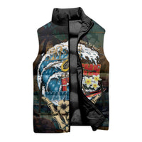 Aloha Hawaii Surfing Skull Sleeveless Puffer Jacket Shaka Skeleton Ride The Waves LT14 - Polynesian Pride