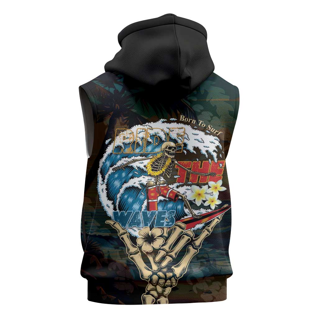 Aloha Hawaii Surfing Skull Sleeveless Zip Hoodie Shaka Skeleton Ride The Waves LT14 - Polynesian Pride
