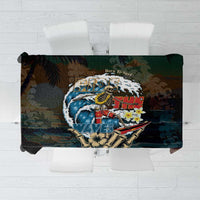 Aloha Hawaii Surfing Skull Tablecloth Shaka Skeleton Ride The Waves LT14 Black - Polynesian Pride