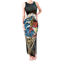 Aloha Hawaii Surfing Skull Tank Maxi Dress Shaka Skeleton Ride The Waves - Polynesian Pride