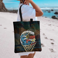 Aloha Hawaii Surfing Skull Tote Bag Shaka Skeleton Ride The Waves - Polynesian Pride