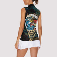 Aloha Hawaii Surfing Skull Women Sleeveless Polo Shirt Shaka Skeleton Ride The Waves LT14 - Polynesian Pride