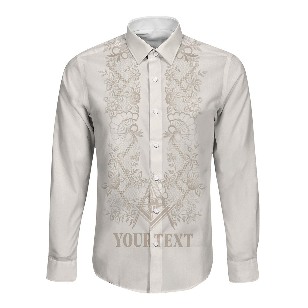 Personalised Filipino Freemasonry Long Sleeve Button Shirt Masonic Barong Tagalog Inspired Black LT14 Unisex Black - Polynesian Pride