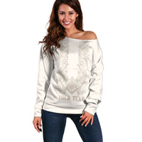 Personalised Filipino Freemasonry Off Shoulder Sweater Masonic Barong Tagalog Inspired Black LT14 Women Black - Polynesian Pride