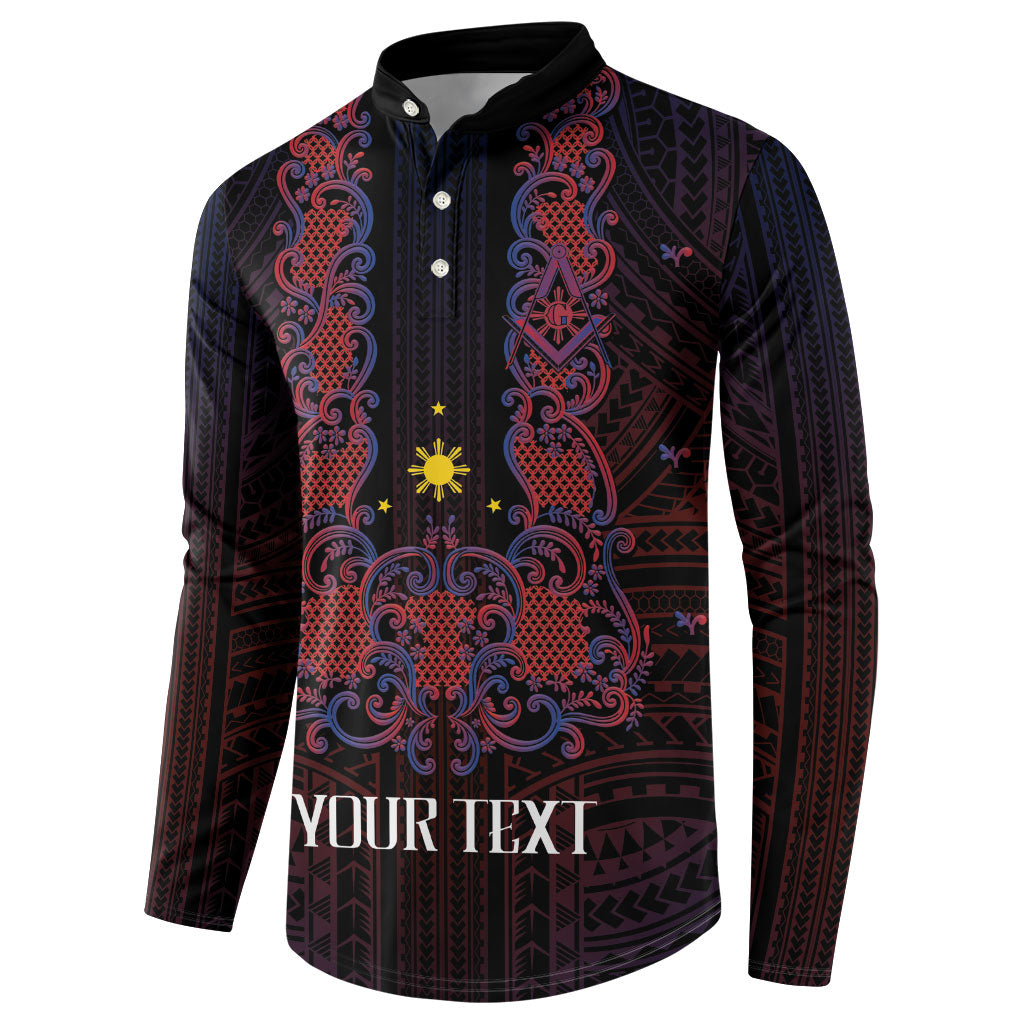 Personalised Philippines Barong Tagalog Freemasonry Button Sweatshirt Filipino Masonic Polynesian Pattern LT14 - Polynesian Pride