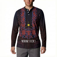 Personalised Philippines Barong Tagalog Freemasonry Button Sweatshirt Filipino Masonic Polynesian Pattern LT14 - Polynesian Pride