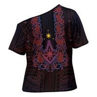 Personalised Philippines Barong Tagalog Freemasonry Cross Shoulder Shirt Filipino Masonic Polynesian Pattern LT14 - Polynesian Pride