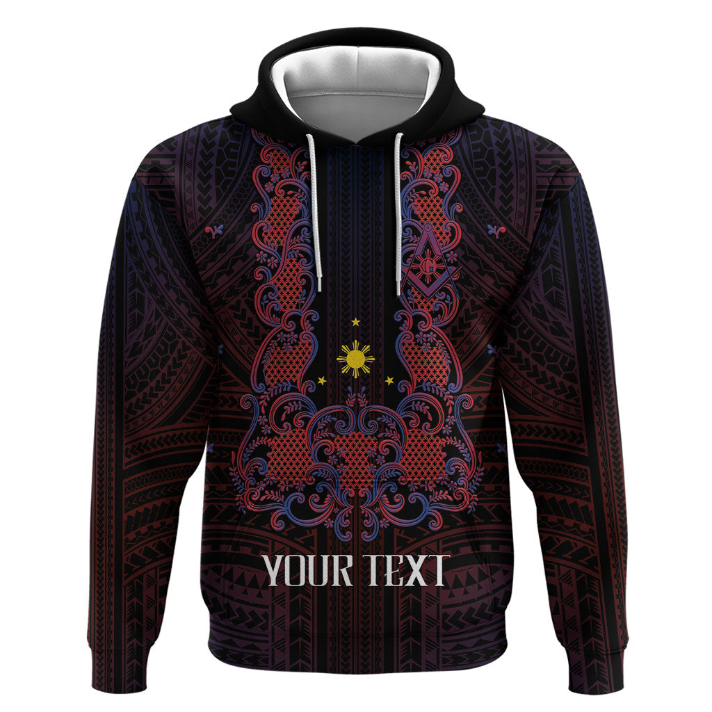 Personalised Philippines Barong Tagalog Freemasonry Hoodie Filipino Masonic Polynesian Pattern LT14 Pullover Hoodie Black - Polynesian Pride