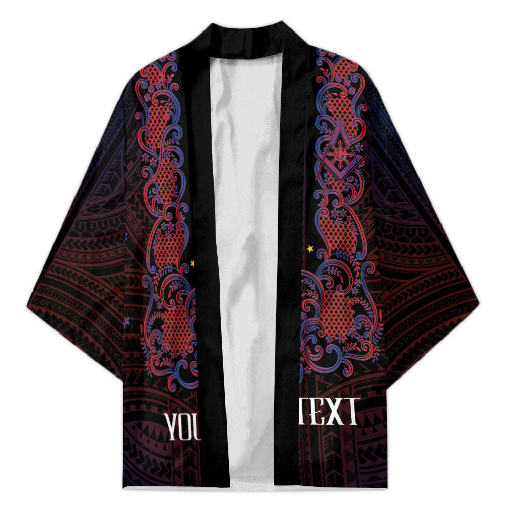 Personalised Philippines Barong Tagalog Freemasonry Kimono Filipino Masonic Polynesian Pattern LT14 Unisex Black - Polynesian Pride