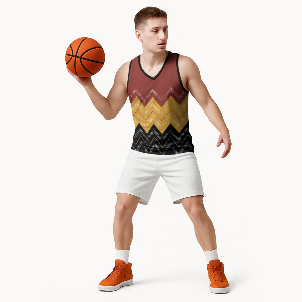 Kaokao Maori Tukutuku Inspired New Zealand Basketball Jersey