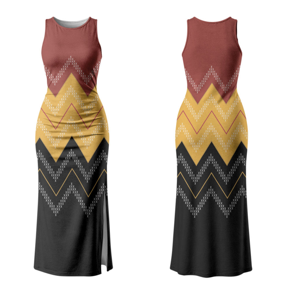Kaokao Maori Tukutuku Inspired New Zealand Couples Matching Tank Maxi Dress and Hawaiian Shirt LT14 - Polynesian Pride