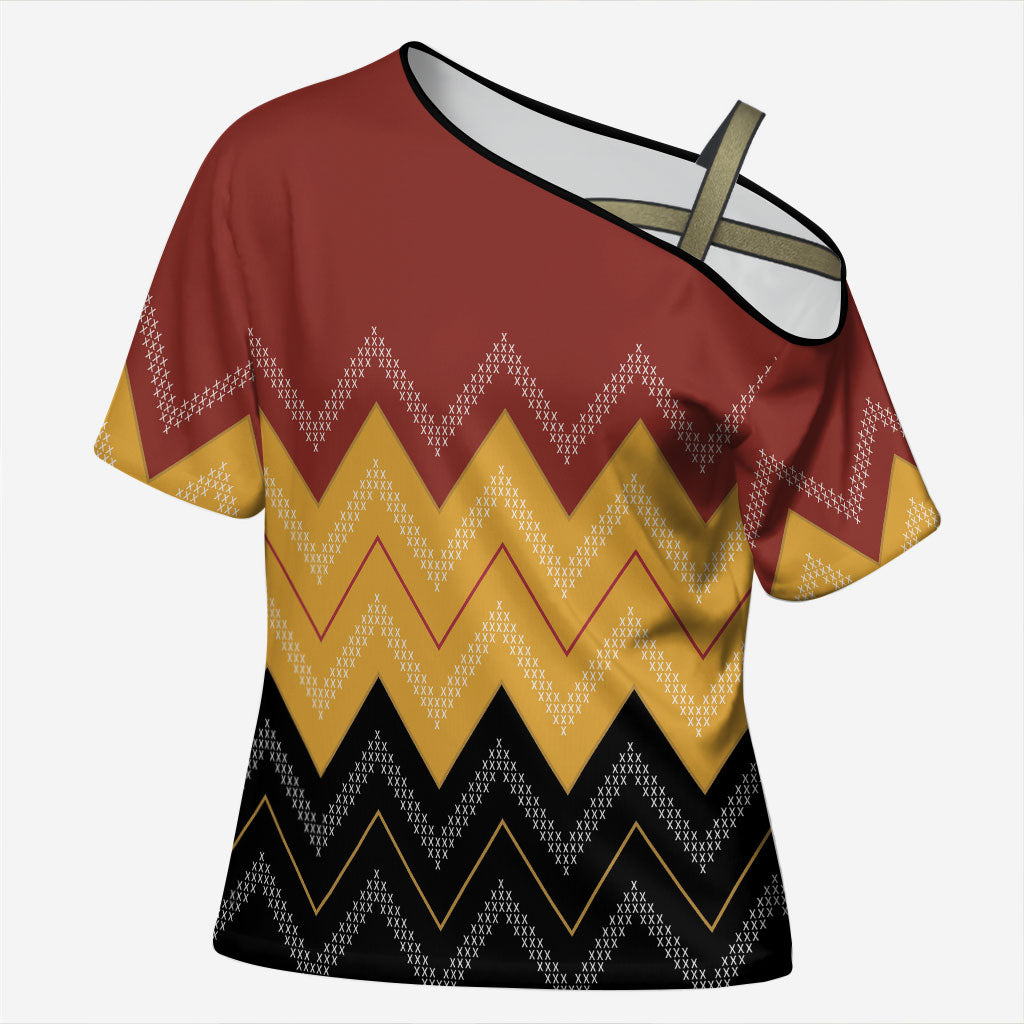 Kaokao Maori Tukutuku Inspired New Zealand Cross Shoulder Shirt