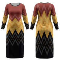 Kaokao Maori Tukutuku Inspired New Zealand Family Matching Long Sleeve Bodycon Dress and Hawaiian Shirt LT14 Mom's Dress Multicolor - Polynesian Pride
