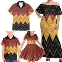 Kaokao Maori Tukutuku Inspired New Zealand Family Matching Off Shoulder Maxi Dress and Hawaiian Shirt LT14 - Polynesian Pride