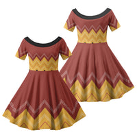 Kaokao Maori Tukutuku Inspired New Zealand Family Matching Off Shoulder Maxi Dress and Hawaiian Shirt LT14 Daughter's Dress Multicolor - Polynesian Pride