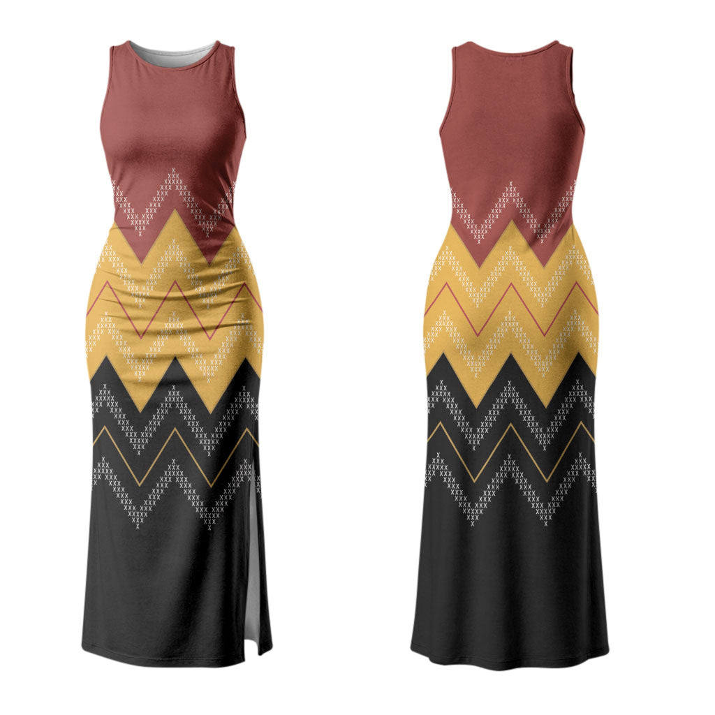 Kaokao Maori Tukutuku Inspired New Zealand Family Matching Tank Maxi Dress and Hawaiian Shirt LT14 Mom's Dress Multicolor - Polynesian Pride