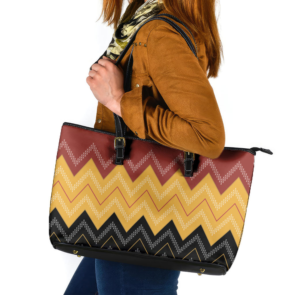 Kaokao Maori Tukutuku Inspired New Zealand Leather Tote Bag