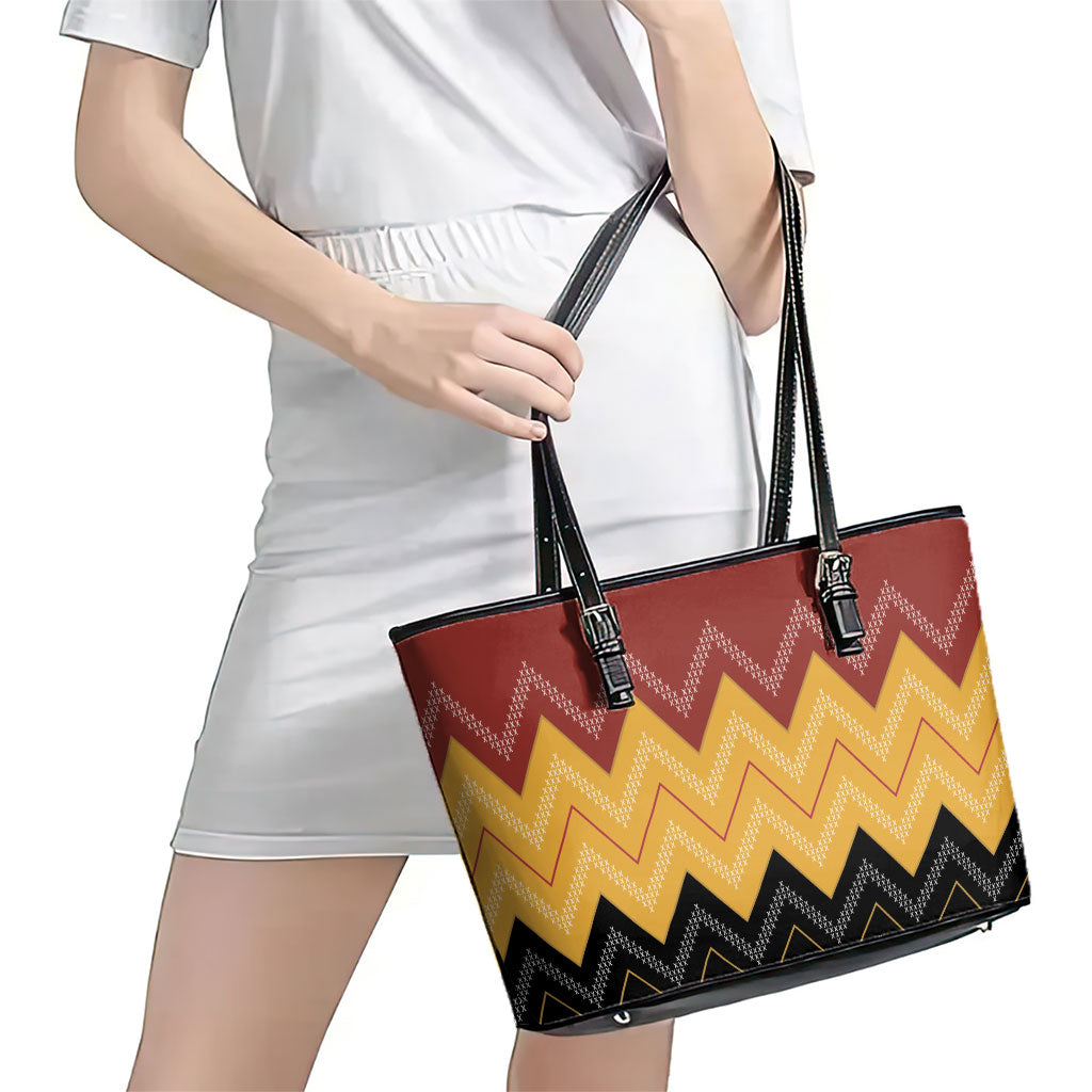 Kaokao Maori Tukutuku Inspired New Zealand Leather Tote Bag