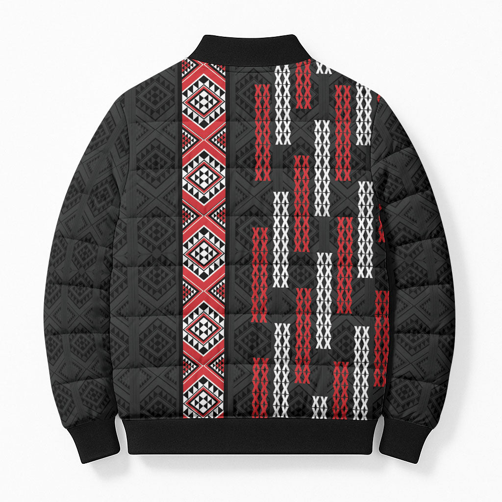 Roimata Toroa Maori Taniko Inspired New Zealand Bomber Puffer Jacket LT14 - Polynesian Pride