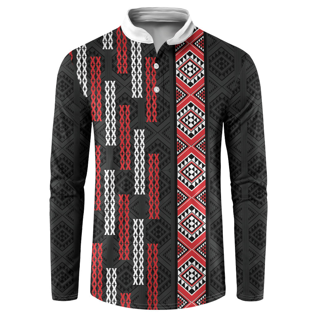 Roimata Toroa Maori Taniko Inspired New Zealand Button Sweatshirt LT14 Black - Polynesian Pride
