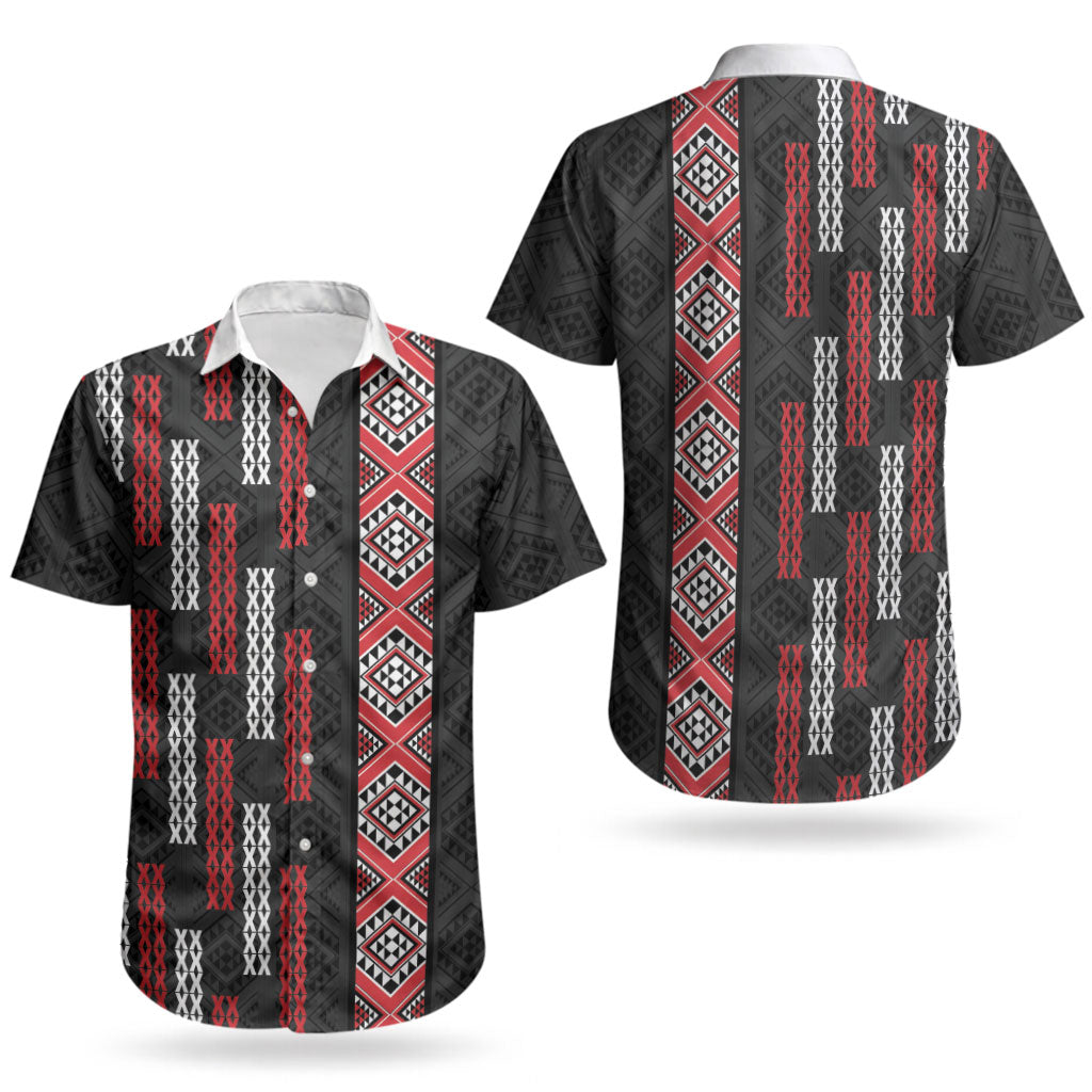 Roimata Toroa Maori Taniko Inspired New Zealand Couples Matching Off Shoulder Maxi Dress and Hawaiian Shirt LT14 - Polynesian Pride