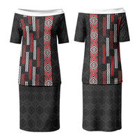 Roimata Toroa Maori Taniko Inspired New Zealand Couples Matching Puletasi and Long Sleeve Button Shirt LT14 - Polynesian Pride