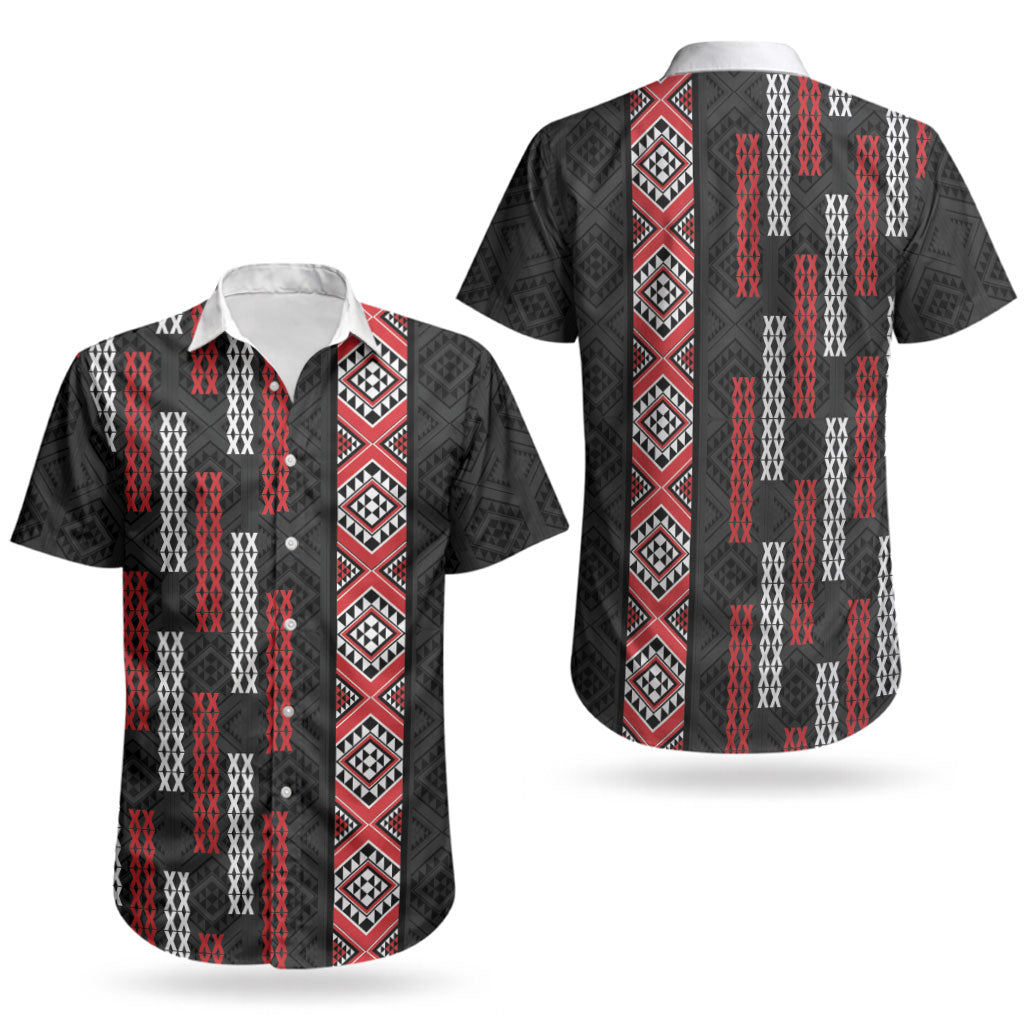 Roimata Toroa Maori Taniko Inspired New Zealand Couples Matching Short Sleeve Bodycon Dress and Hawaiian Shirt LT14 - Polynesian Pride
