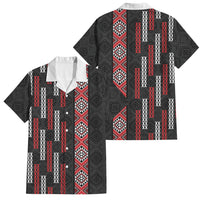 Roimata Toroa Maori Taniko Inspired New Zealand Family Matching Mermaid Dress and Hawaiian Shirt LT14 Dad's Shirt - Short Sleeve Black - Polynesian Pride